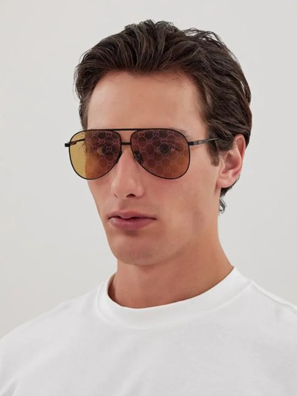 Gucci GG1677S 001 Aviator Sunglasses - Silver / Grey